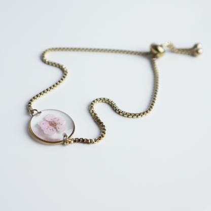Armband Halo – Plum Bloesem – Roze – Goud