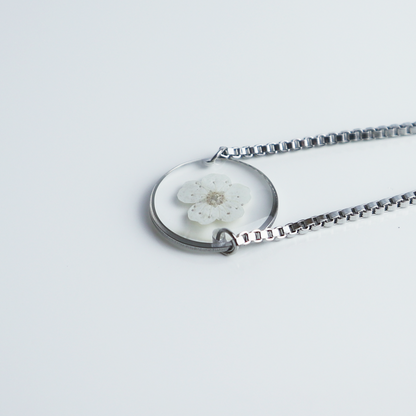 Armband Halo – Plum Bloesem – Wit – Zilver