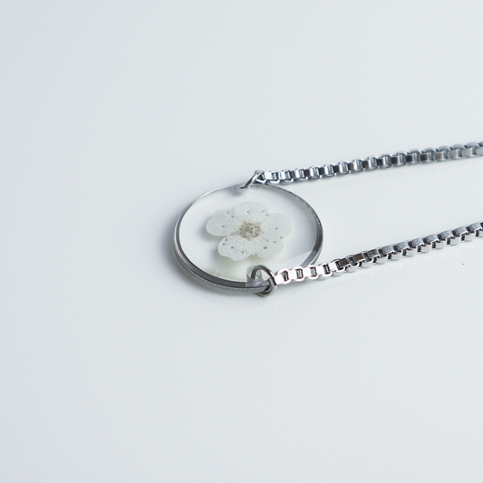 Armband Halo – Plum Bloesem – Wit – Zilver