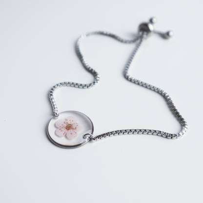 Armband Halo – Plum Bloesem – Roze – Zilver