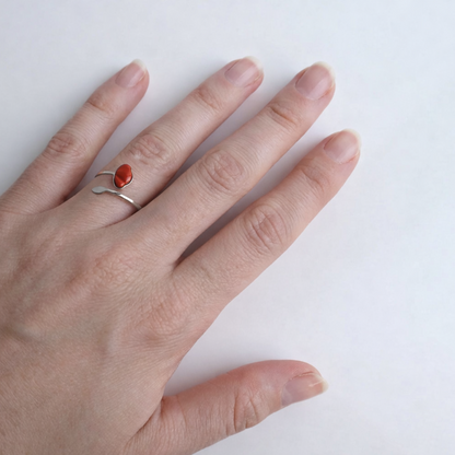 Ring – Rode Jaspis - Klaproos - Zilver