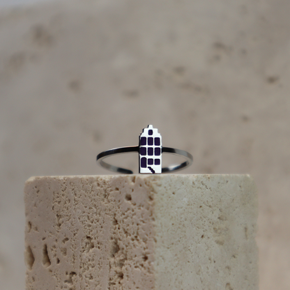 Ring - Grachtenpandje - Zilver - Zwart