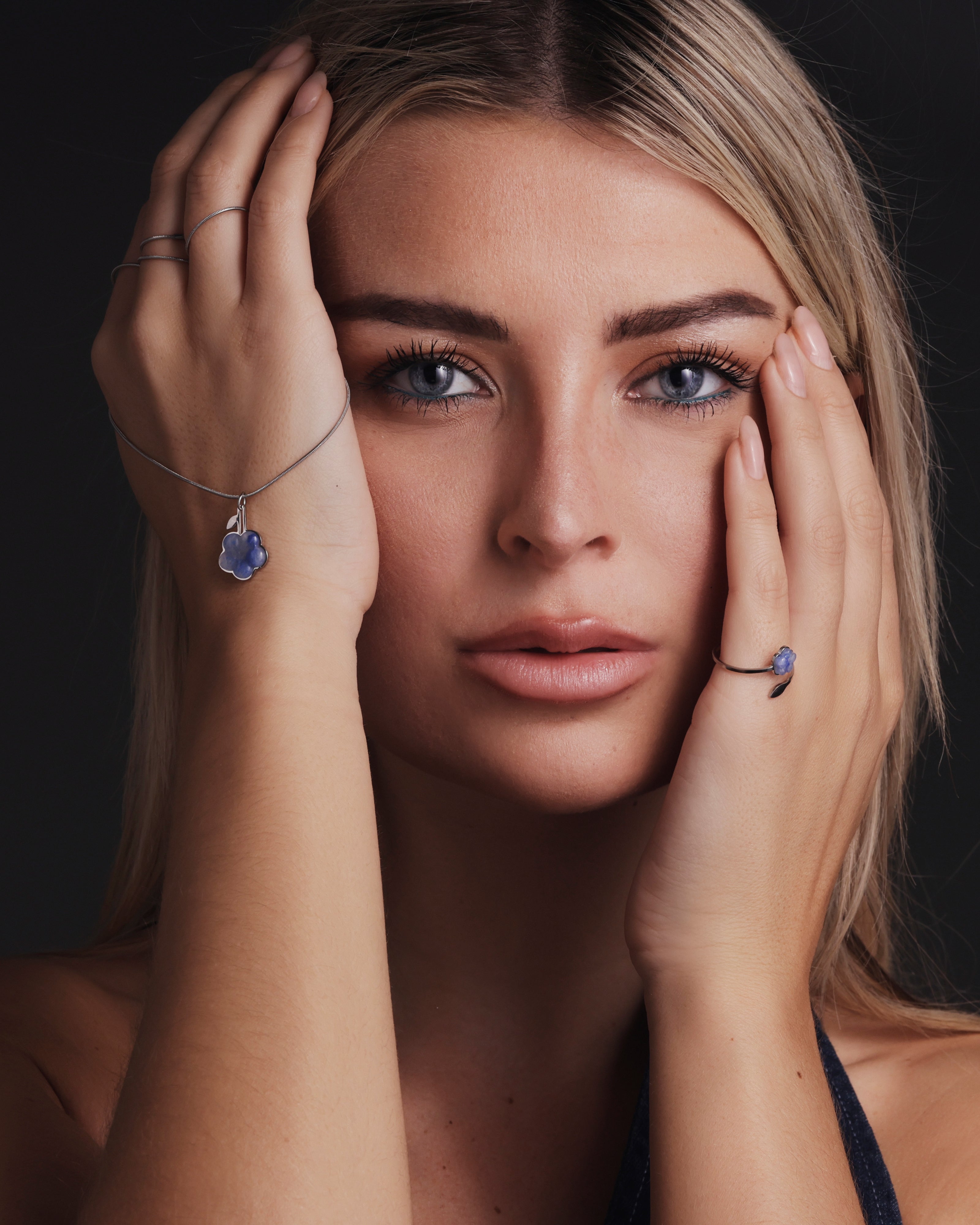  vergeet mij nietje ring en hanger