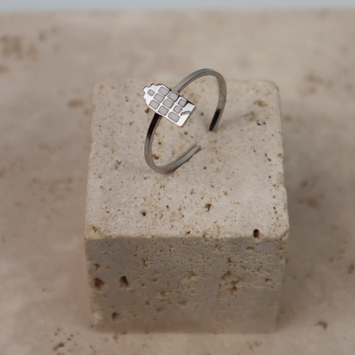 Ring - Grachtenpandje - Zilver - Wit