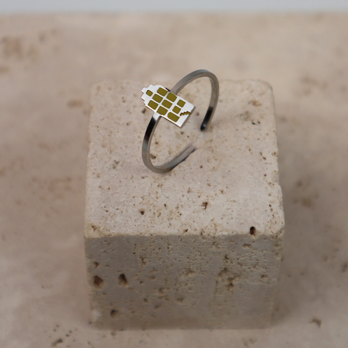 Ring - Canal House - Silver - Moss Green