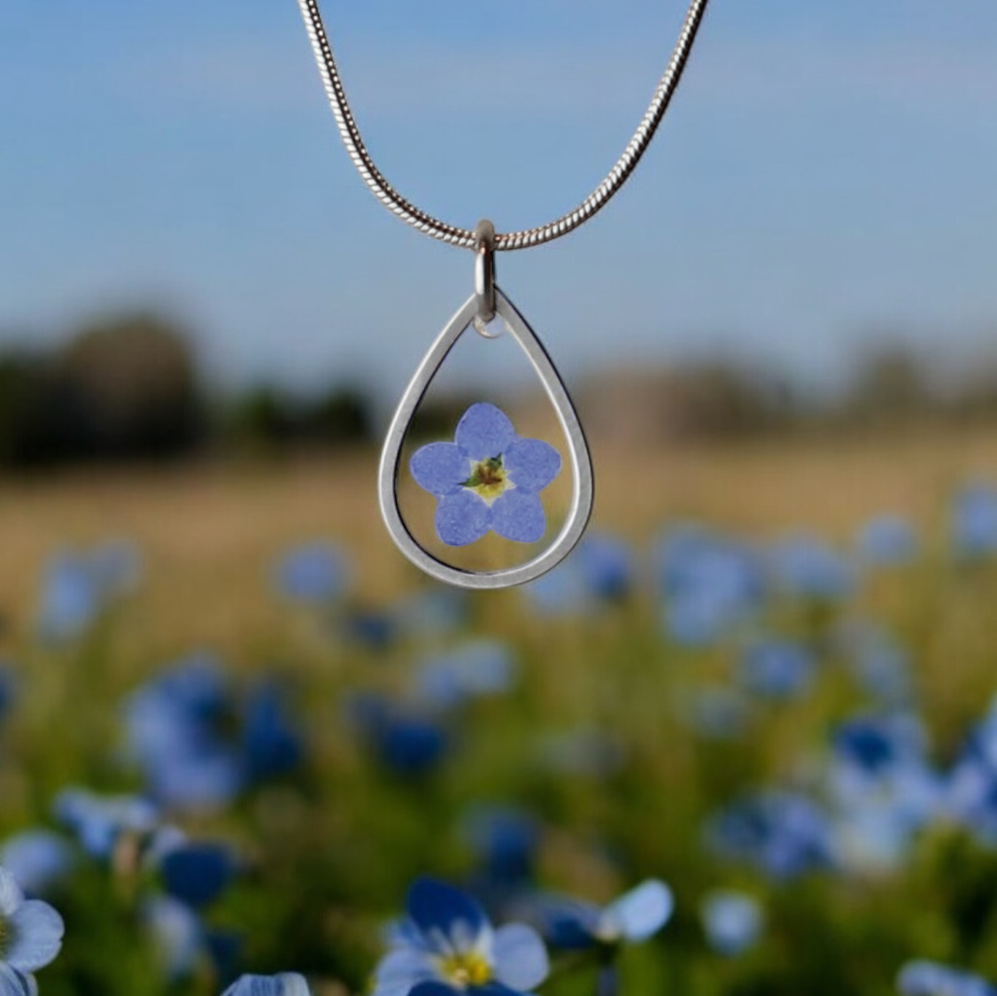 Pendant Drop – Forget Me Not – Silver