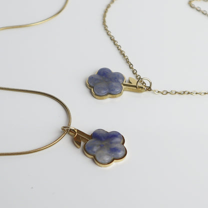 Hanger – Blauwe Aventurijn - Vergeet-me-niet - Goud